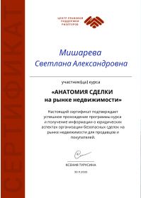 Мишарева Светлана Александровна_certificate Центра правовой поддержки риэлторов